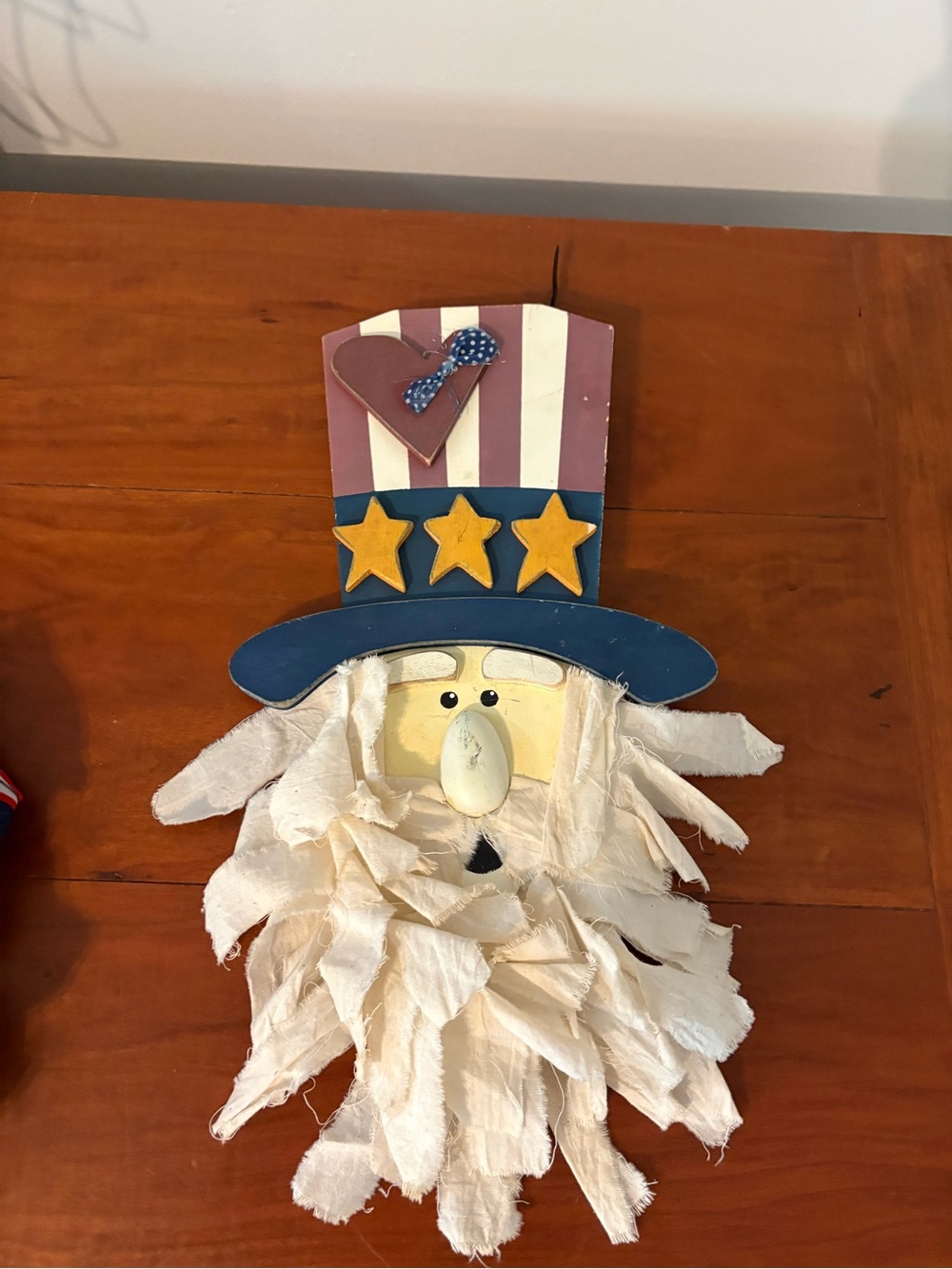 Primitive Americana Uncle Sam Wall Hanging Patriotic Folk Art Decor